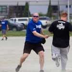 Zeno Cole of AML (Juneau) throws the ball after making the out at second base to complete a double play against Suit 907 Kawashu Tlingits during their 41st annual Jamie Parsons Rainball Tournament on Saturday.