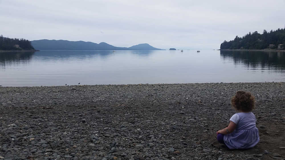 Daniel San's three-year-old enjoys the view at Lena Point Cove.