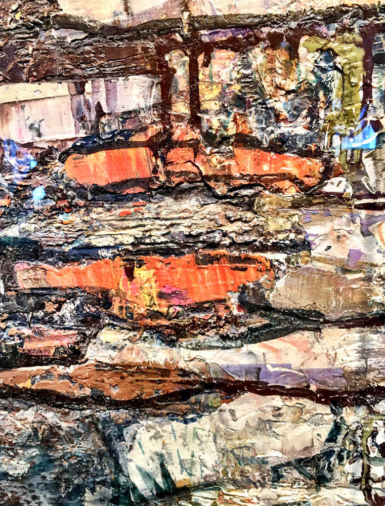 A colorful rock wall.