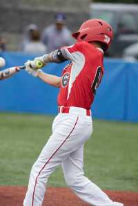 A Gastineau Channel Little League player bats in the District 2 tournament in Sitka. Juneau won the district and will play against Anchorage's District 1 winner in a best of five series for the state championship starting Tuesday.