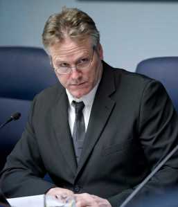 In this March 3, 2016 photo, Sen. Mike Dunleavy, R-Wasilla, listens during a Senate Education Committee hearing at the Capitol.
