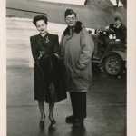 Olivia DeHavilland, a film star from Hollywood's "Golden Age," arrives in Yakutat on a C-47.