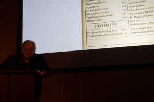 Capital City Weekly "On Writing" columnist Jim Hale gives a talk on Shakespeare's First Folio, the changes editors John Heminge and Henry Condell may have made to some of the plays, and the context of play-writing in England in the 1600s.