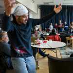 John Buller of Yakutat dances during a Tlingit language immersion retreat at the UAS Recreation Center on July 29. The week-long retreat was sponsored by Sealaska Heritage Institute and ended with a graduation ceremony on Saturday.