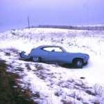 Federal marshals and the FBI identified this car as belonging to a person in Wounded Knee. They then destroyed it with gunfire, and by running over it with an armored personnel carrier, according to Berg.