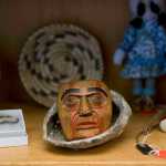 A mask carved by Don Morgan sits in his shop Haa Shagoon on Ferry Way, Tuesday. Morgan produces Northwest Coast art, which is placed alongside Alaska Native-produced art for sale in the shop.
