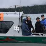 Derby officials Fred Provenza, Sue Provenza, Wendy Larsen and Doug Larsen fish on the backside of Douglas on Friday in the Territorial Sportsmen Golden North Salmon Derby.