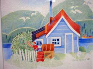 Picking Raspberries by Rie Muñoz, painted in 1997.