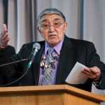 Rep. Benjamin Nageak, D-Barrow, right, answer questions during a Native Issues Forum. Finalized election results show that Nageak lost his seat to challenger Dean Westlake by four votes.