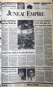 The front page of the Juneau Empire on Sept. 12, 1986
