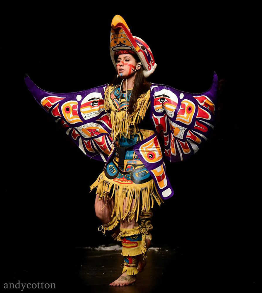 Mique'l Dangeli performs with the Git Hayetsk, the dance group she started with her husband Mike Dangeli, at a fundraising event in March 2015 in Vancouver. Mique'l Dangeli started as assistant professor of Alaska Native Studies at UAS this fall.