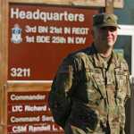 In this Sept. 7 photo, Cpl. Bryce Wolford, an Intelligence Analyst with Fort Wainwright's 3rd Battalion, 21st Infantry Regiment, poses outside his company headquarters in Fairbanks. Wolford recently received the American Legion 2016 Spirit of Service Award.