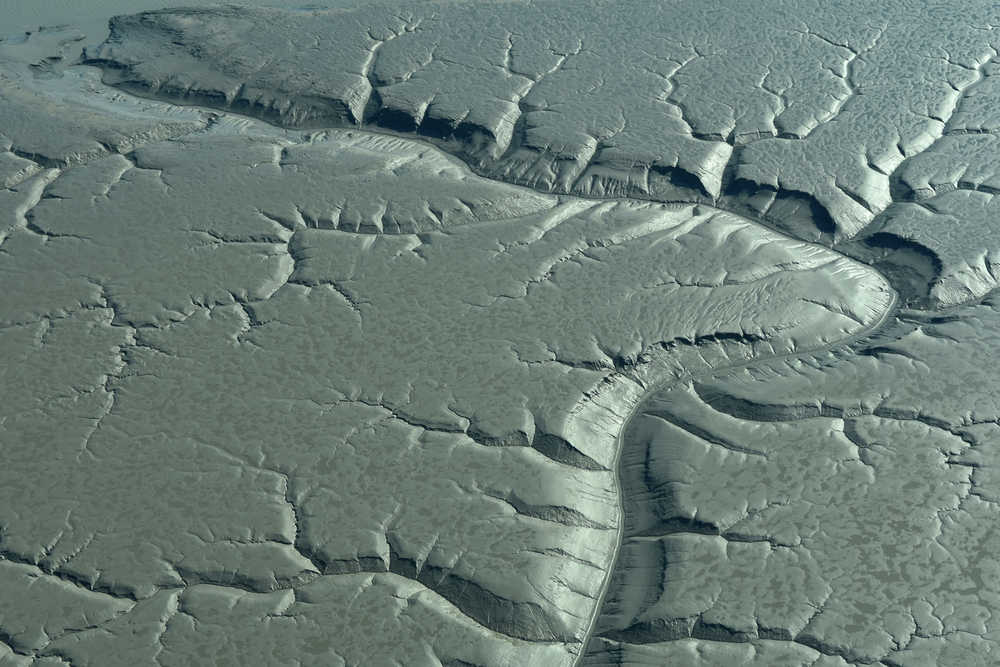 Drainage patterns in the mudflats of Cook Inlet, south of Anchorage, in early September.