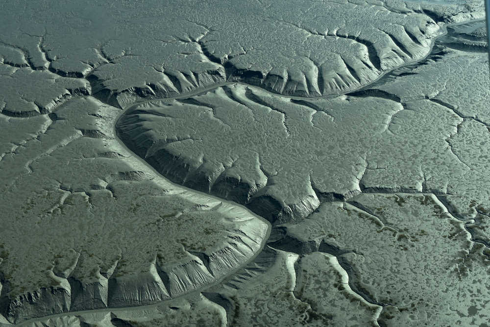 Drainage patterns in the mudflats of Cook Inlet, south of Anchorage, in early September.