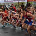 Runners from Southeast's 1A, 2A and 3A girls cross country teams begin a 5K race at Saturday's Region V championship meet in Sitka.