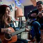 The Wool Pullers, Liz Snyder and Alex Kolarsz, practice their acoustic music at a downtown studio in October 2013.