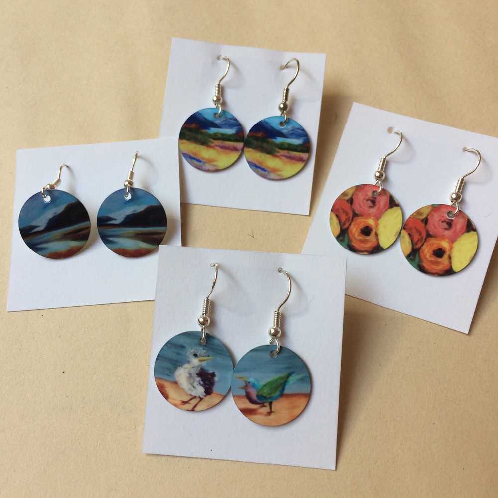Juneau artist MK MacNaughton recently began creating earrings, which will be for sale at Sketch on First Friday.