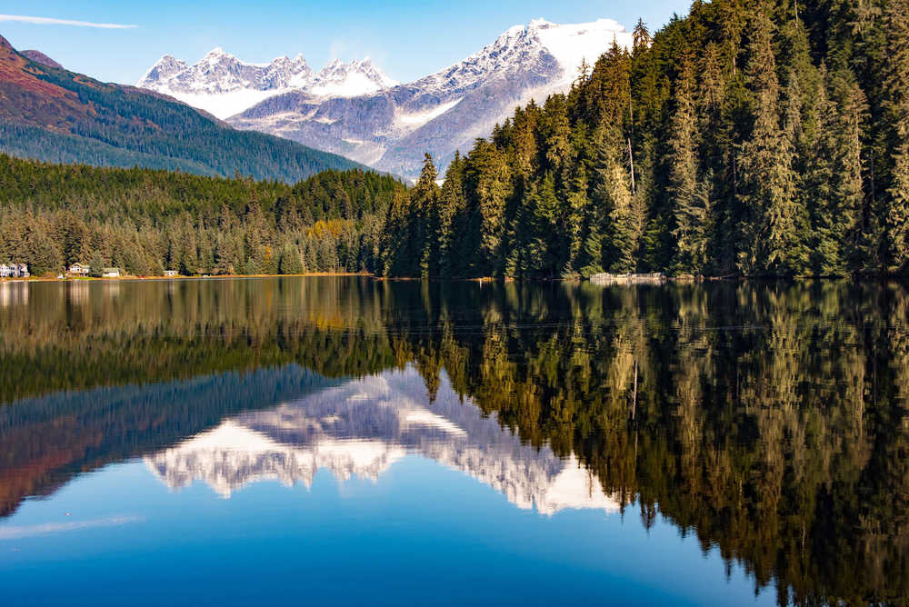 Mirror-like image of Auke Lake.