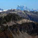 Devil's Thumb marking the border of the U.S. and Canada as seen from Sheep Mt.