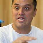 Anthony Lindoff, 36, tells the story at Bartlett Regional Hospital on Tuesday of being attacked by a brown bear sow with cubs on Chichagof Island during a deer hunting expedition on Saturday.