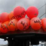 A collection of floats on a boat.