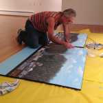 Day 11 of artist Ricardo Búrquez  work on his "My World" mural project at the Main Street Gallery in Ketchikan.