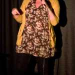 Alicia Hughes-Skandijs performs as a member of Club Baby Seal at the sold-out stand up comedy performance at Gold town Nickelodeon on Saturday.