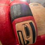 A woodworm design is carved into a healing totem pole under construction at Harborview Elementary School in early October. The totem will be erected at Gastineau Elementary School as a remembrance of the Tlingit graves the school was built on.