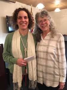 Executive director of AWARE Sarah Tabachnick with Frugal Fashion Show winner Odette Edgar.