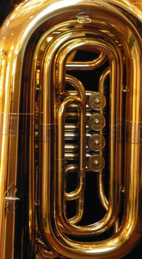 Swirls and curves: detail on a tuba.  A La Moana Centerstage.