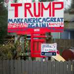A pro-Trump sign at the Glacier View Trailer Park on Stephen Richards Memorial Drive.