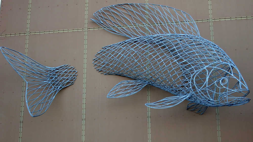 Grayling sculpture at the Ruth Burnett Fish Hatchery in Fairbanks on Oct. 26.