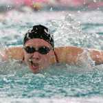 Juneau-Douglas swimmer Gabi Kito swims the 100-yard butterfly Friday, Oct. 28, 2016, during the Region V Swim and Dive Meet in the Ketchikan Gateway Borugh Aquatic Center.