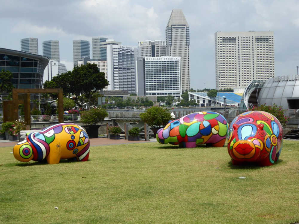 Hippo sculptures in Singapore.