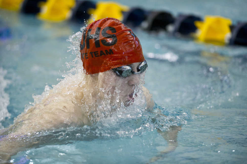 during the 2016 ASAA/First Natinal Bank Alaska Swim & Dive State Championships at the Dimond Park Aquatics Center on Saturday, Nov. 5, 2016. .