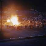 Statehood bonfire in downtown Juneau, 1958.