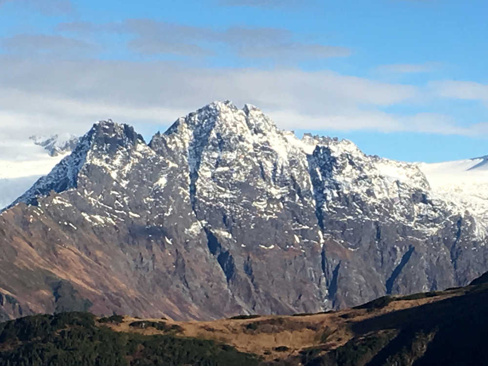 New snow on Mount Wrather as seen from Thunder Mountain bowl on Oct. 29.