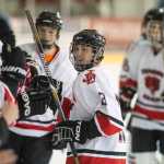 Juneau-Douglas' Cameron Jardell celebrates a goal against Hutchison High School at Treadwell Arena on Friday, Nov. 18, 2016.