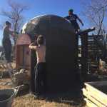 Katasse helped build several concrete huts like the one shown here. Protest officials disallowed water keepers from taking photographs at the Standing Rock Sioux encampment. Katasse got permission to only take photos of his work.
