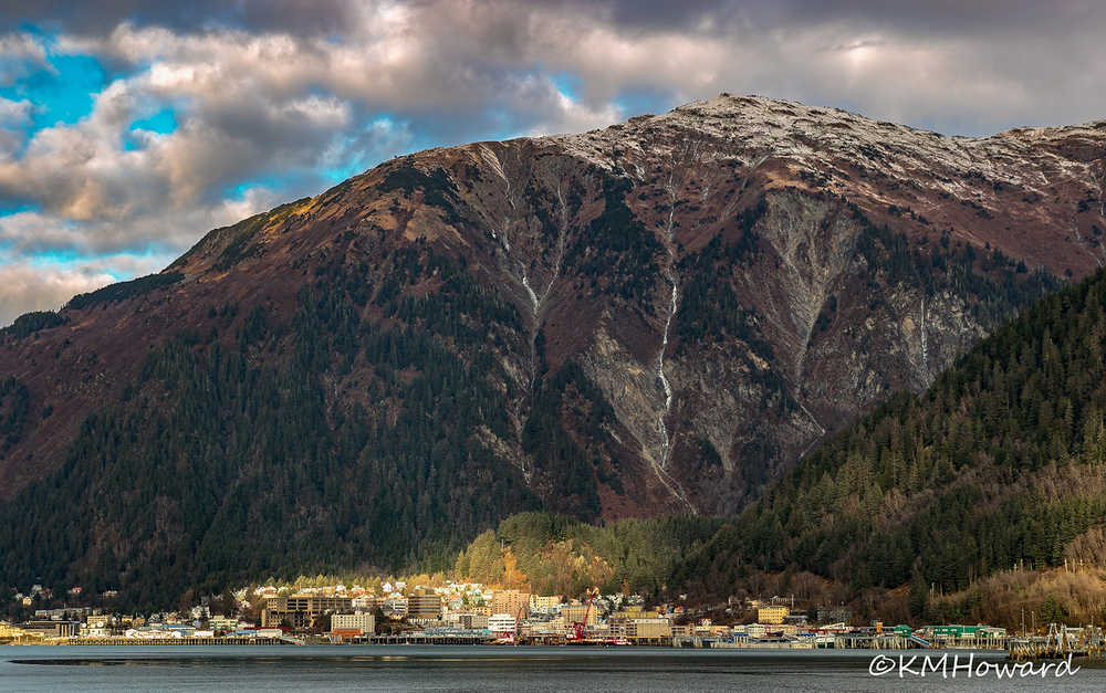 A sunspot lights of up downtown Juneau on a mid-November day.