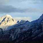 In sunshine and in shadow: Mts. Stroller White and McGinnis from Lake Creek Trail.