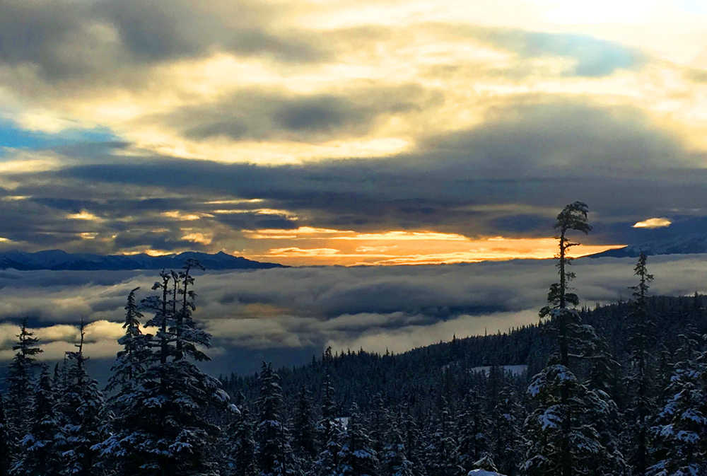 The clouds parted and the sun broke through: the view from Lake Creek Trail on Nov. 23.