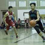 Dzantik'i Heeni Middle School's LJ Elizarde (1) makes a fast break with the ball Friday against Floyd Dryden Middle School at the Icebreaker Basketball Tournament.