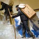 Stampeders climb the Golden Staircase in this Klondike Gold Rush exhibit.
