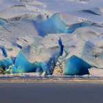 The bright blue of new calving at the Mendenhall Glacier on Dec. 5.