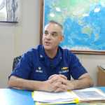 In this Monday photo, Capt. Michael Davanzo, commanding officer of U.S. Coast Guard Cutter Polar Star, speaks to reporters on board his ship in Pearl Harbor, Hawaii.