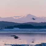 Departure from Juneau with Chilkat Mountains.