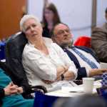 Rep. Gabrielle LeDoux, R-Anchorage, left, Rep. Louise Stutes, R-Kodiak, Rep. Wes Keller, R-Wasilla, and Rep. Les Gara, D-Anchorage, watch the resolution vote to continue work on bills during a special session on May 24.
