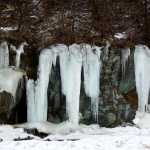 A frozen waterfall is seen on Thane road on Jan. 5.