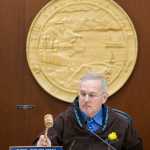 Rep. Bryce Edgmon, D-Dillingham, gavels in as the new Speaker of the House during the first day of the first session of 30th Alaska Legislature at the Capitol on Tuesday.